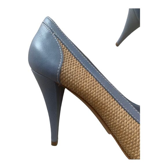 Moschino cheap and chic womens 41 9.5 blue bow straw cute woven leather Italy - Picture 11 of 11